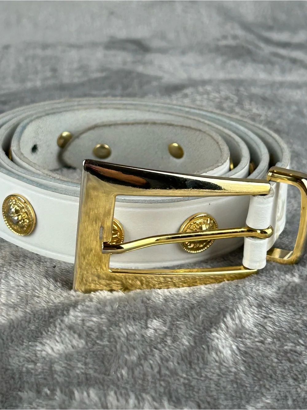 Vintage The Limited Belt White Leather Studded‎ Lions Made in Italy Womens L